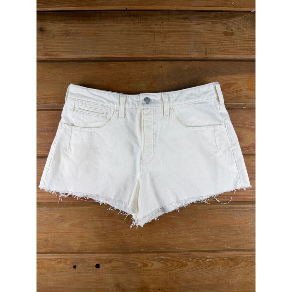Pilcro White Denim Cutoff Shorts Size 28 Raw Hem Button Fly